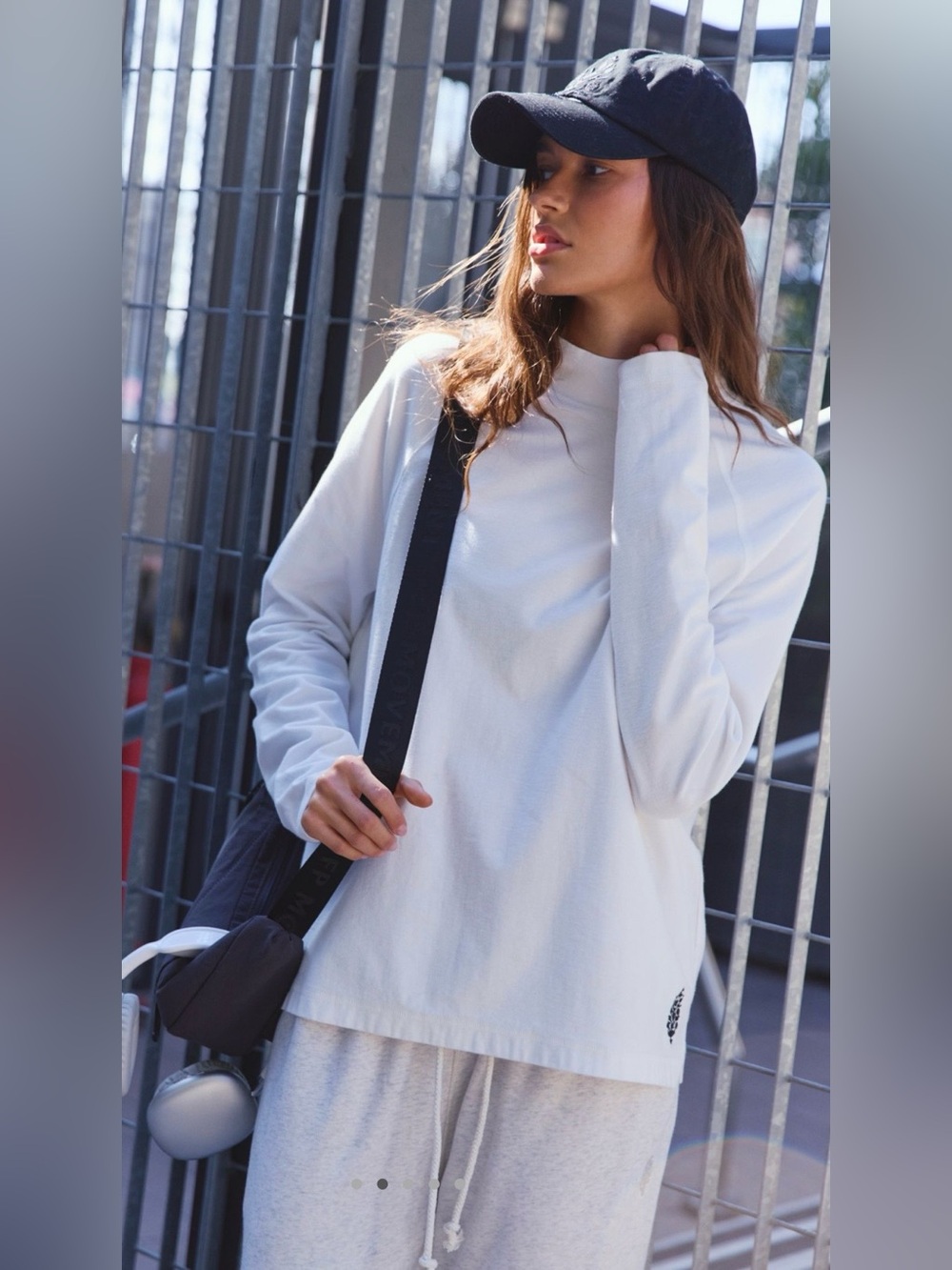 NEW Free People Movement M Restoration Layer in White NWOT Logo Cotton